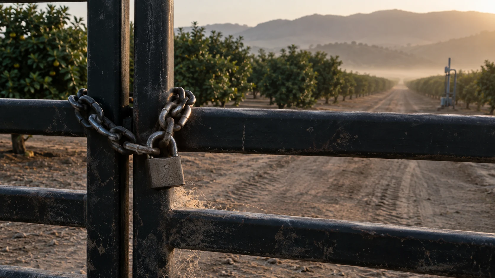Agricultural fields and farm access road