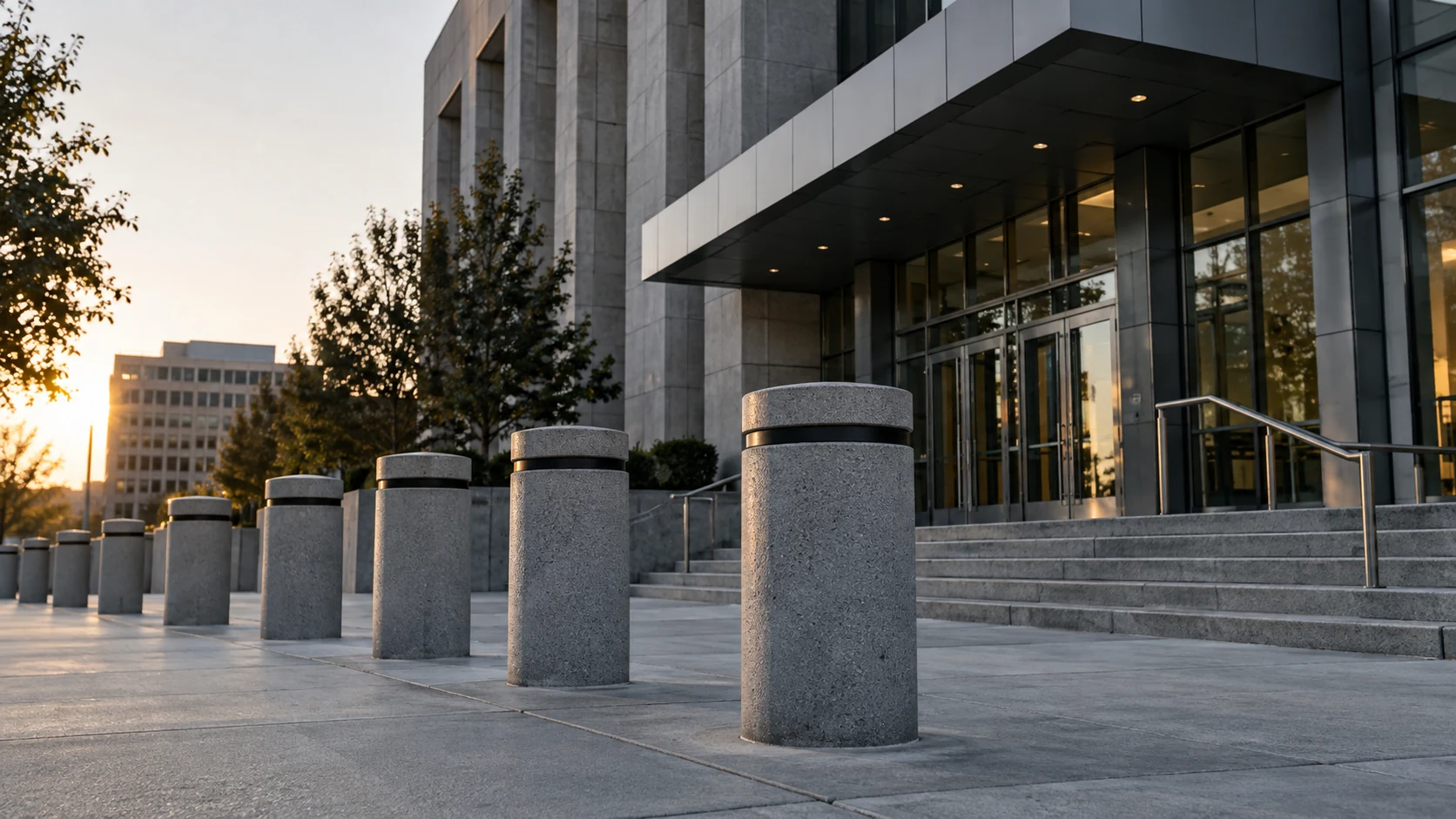 Government facility entrance with visitor access