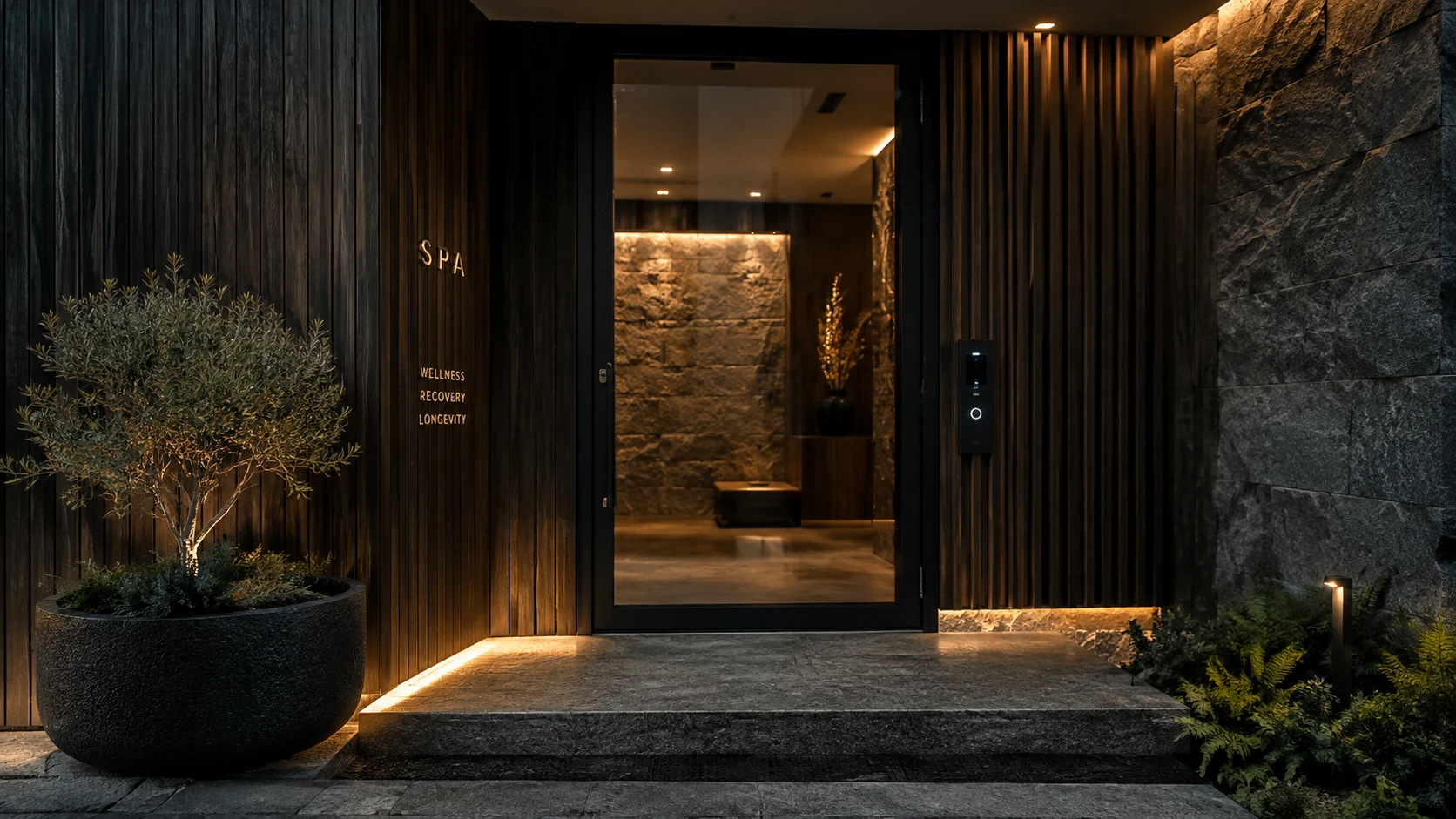 Spa entrance with private guest arrival