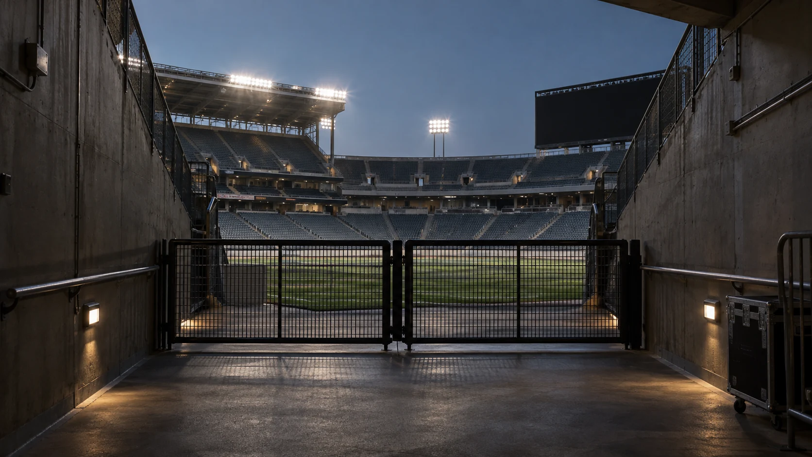 Stadium seating and controlled gates