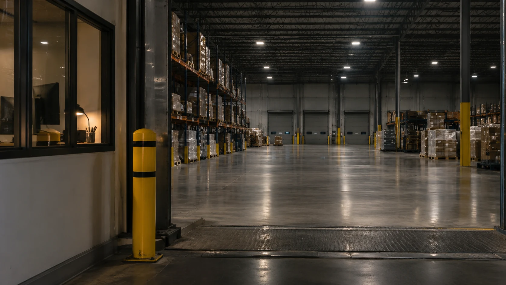 Warehouse aisle and loading dock
