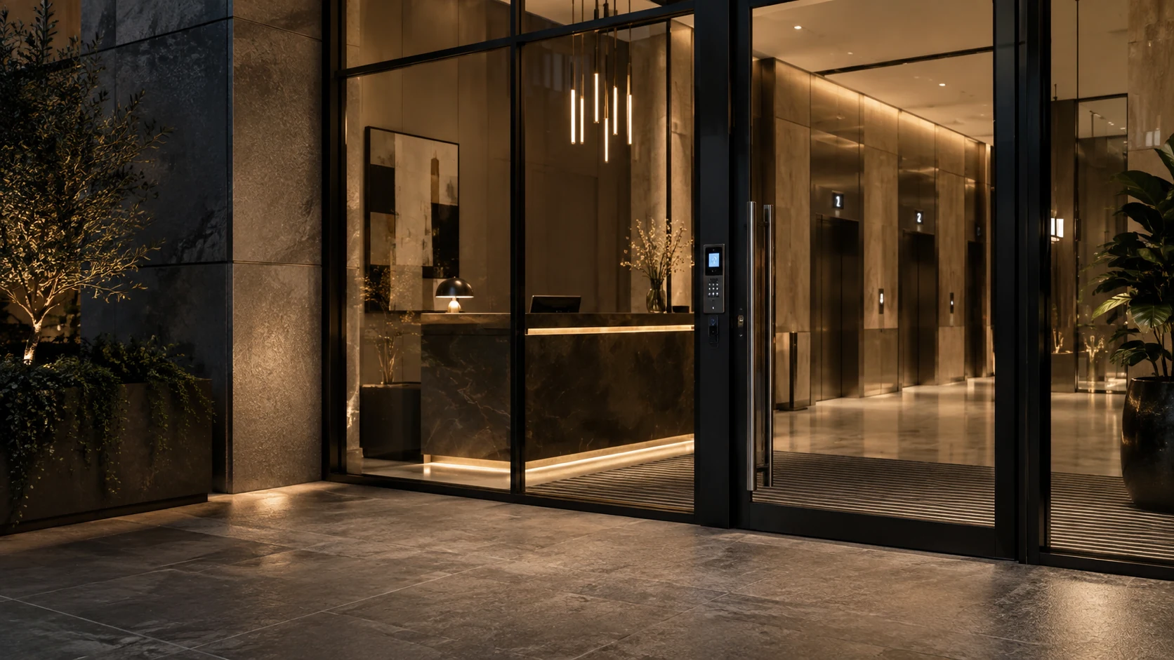 High-rise lobby and controlled entry