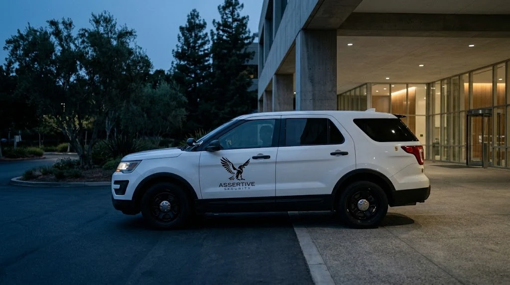 Marked patrol vehicle on a perimeter route